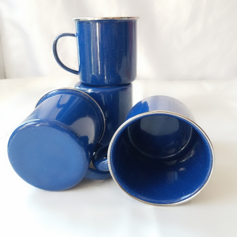 Blue Enamel Camping Coffee Mugs Set-4